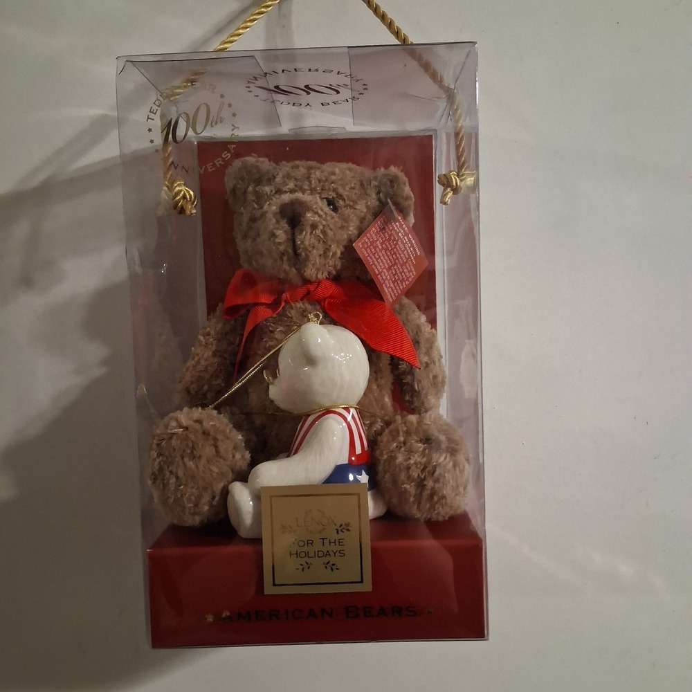 Lenox For The Holidays‎ 100th Anniversary American Bears Plush Ceramic Ornament